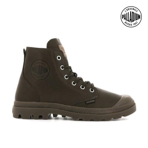 Dámské Boty Palladium Pampa Hi Leather UL Čokolády | CZ HVN-87Y